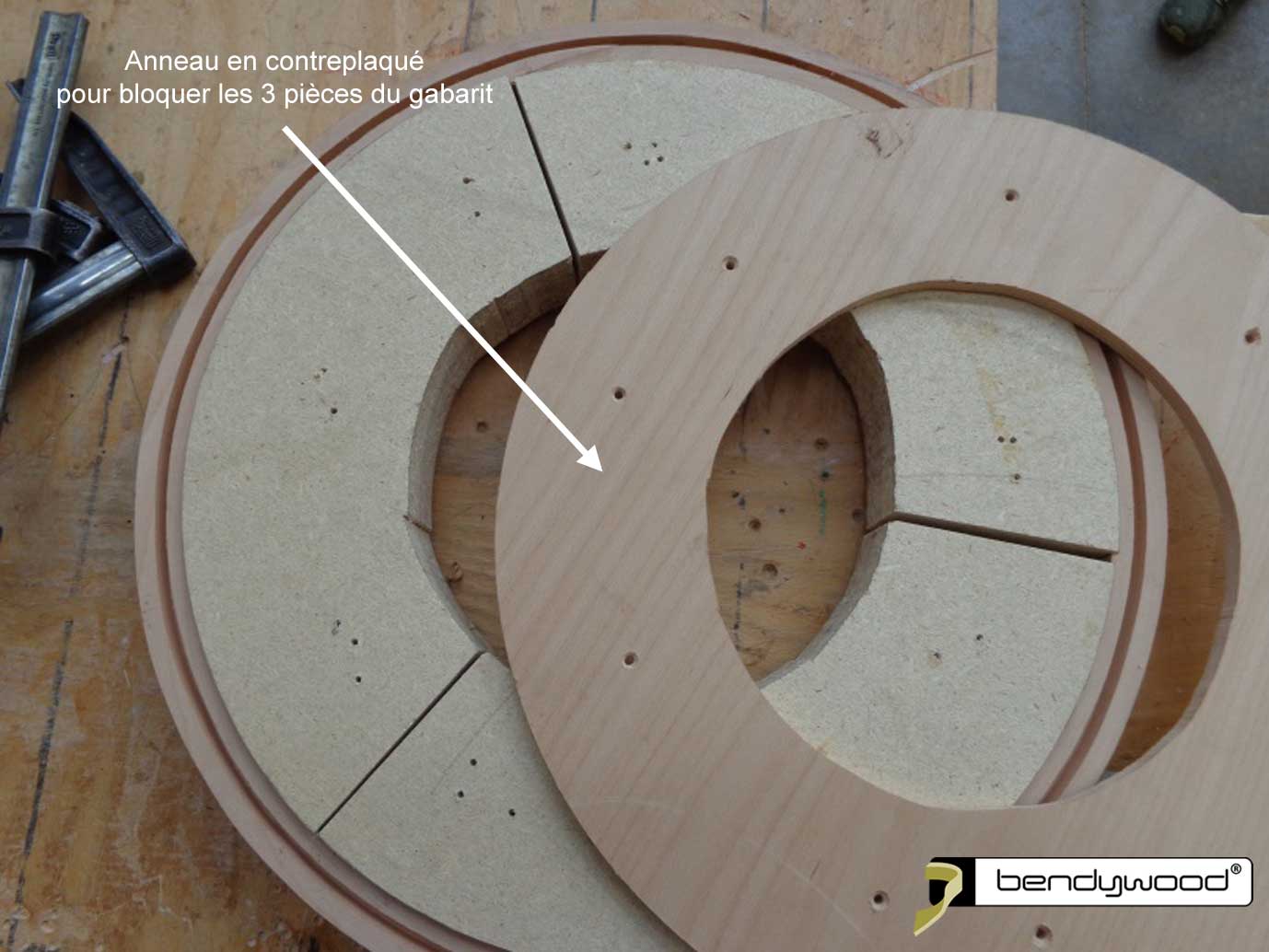 Anneau en contreplaque pour lustre Bendywood®